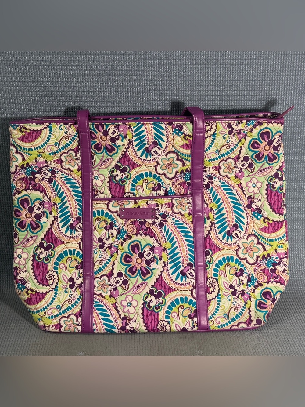 Vera Bradley "Get Carried Away Tote" Plum Disney Mickey Mouse Travel Bag